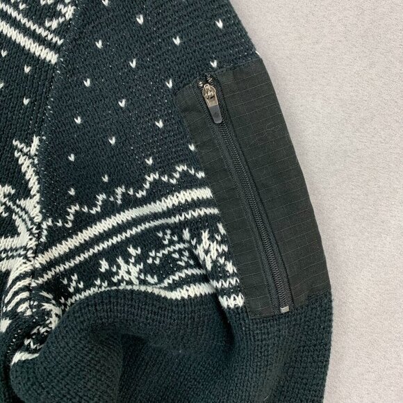 Eddie Bauer Sweater Tall Large Black Fair Isle 1/4 Zip Long Sleeve Knit Nordic - Picture 3 of 8